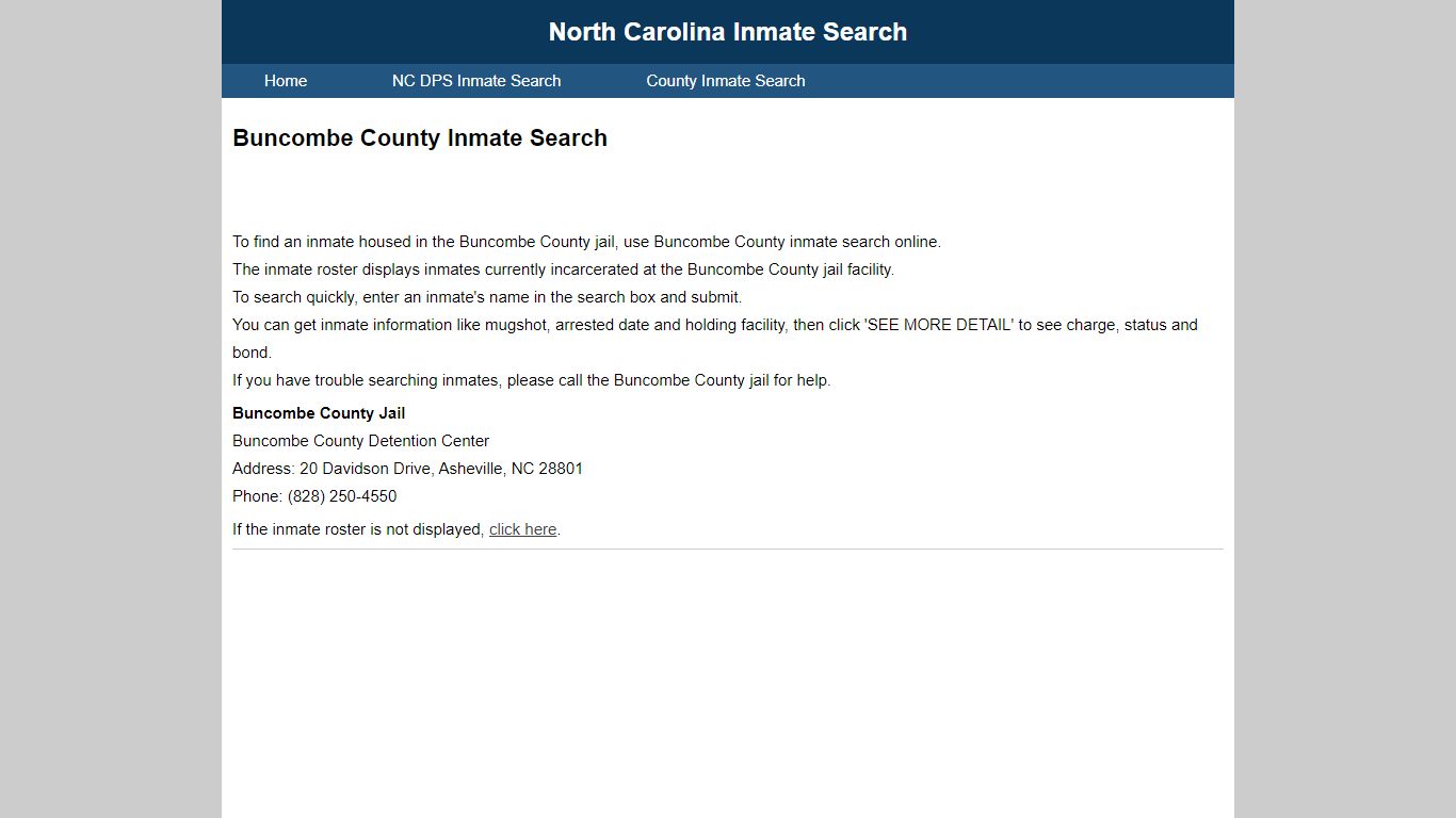 Buncombe County Inmate Search